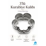 DolphFin Çiçek Kurabiye Kalıbı 3’lü Metal Hamur Kesici Şeker Hamuru Kalıbı Seti 6 5 4 cm