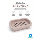 DolphFin Izgaralı Sabunluk Su Tahliyeli Plastik Sabun Kabı Vizon
