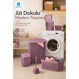DolphFin Jute Çeyiz Seti 6’lı Plastik Banyo Mutfak Dolap İçi Düzenleyici Sepet Kutu Çöp Kovası Seti Karışık Renk