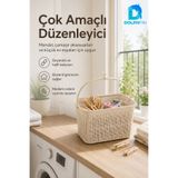 DolphFin Jute Mandal Sepeti 3 L Çok Amaçlı Çamaşır Oyuncak Saklama Taşıma Sepeti
