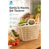 DolphFin Jute Pazar Çantası Plastik Alışveriş Taşıma Sepeti Mutfak Kiler Saklama Organizeri 36x17x43 cm