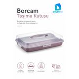 DolphFin Kapaklı Borcam Taşıma Kutusu Kilitli Saplı Kek Börek Pasta ve Fırın Kabı Taşıma Kabı