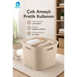 DolphFin Örgü Kare Sele Sepet 42x42x32 cm Çamaşır Oyuncak Saklama Taşıma Çok Amaçlı Düzenleyici