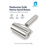 DolphFin Paslanmaz Çelik Hamur Açma Rulosu Ergonomik Saplı Kurabiye Fondan Merdane