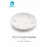 DolphFin Seramik Sabunluk Beyaz Banyo Lavabo Tezgah Üstü Dekoratif Sabunluk