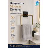 DolphFin Yapışkanlı Kare Havluluk Mat Siyah Delmeden Montajlı Banyo Mutfak Havlu Askısı