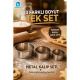 DolphFin Yuvarlak Kurabiye Kalıbı 3’lü Metal Hamur Kesici Paslanmaz Kalıp Seti 6 5 4 cm