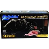 Dolphin Çok Amaçlı Pudrasız Siyah Nitril Eldiven (S) Beden