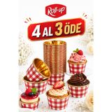 Dolphin Kırmızı-Altın Kare Desenli Muffin Kek Kapsülü 25li Şık Sunum İçin Pratik Kullanım | Cupcake Kalıbı, Kağıt Muffin Kapsülü, Kek Kalıbı, Muffin Cup