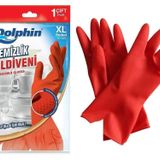 Dolphin Lateks Bulaşık Temizlik Eldiveni - Kırmızı - XL - No : 10-1 Çift - Paket