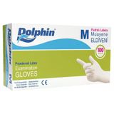 Dolphin Lateks Muayene Eldiveni Pudralı 100 Adet Beyaz M 2'Li Ekonomik Paket