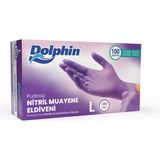 Dolphin Lila Nitril Muayene Eldiveni L Beden 100 Adet Dayanıklı ve Esnek Koruma