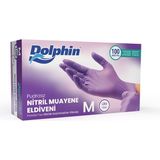 Dolphin Lila Nitril Muayene Eldiveni M Beden 100 Adet Dayanıklı ve Esnek Koruma