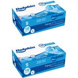 Dolphin Mavi Nitril Eldiven Pudrasız (S) 100lü Paket 2 Adet - Beyaz