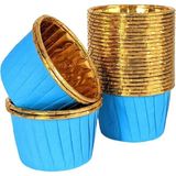 Dolphin Muffin Kağıt Karton Altın Mavi Cupcake Kek Kalıbı Kapsülü Kabı - 25 Adetlik 5 Paket