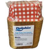 Dolphin Muffin Kare Kağıt Kırmızı Puantiyeli Altın Kek Kalıbı Kapsülü Kabı - 25 Adetlik 1 Paket
