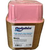 Dolphin Muffin Kare Kağıt Pembe Altın Cupcake Kek Kalıbı Kapsülü Kabı - 25 Adetlik 1 Paket