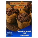 Dolphin Muffin Kek Kapsülü Kalın TULİP Kraft Desenli / 50 Adet