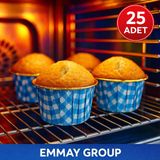Dolphin Muffin Kek Kapsülü Mavi Pötikare Içi Gold, 25 Adet