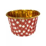 Dolphin Muffin Kek Kapsülü Pötükare Desenli Kırmızı İçi Gold 25Li
