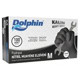 Dolphin Nitril Muayene Eldiveni Pudrasız 100 Adet Siyah M - Extra Kalın 2'Li Ekonomik Paket
