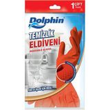 Dolphin Orta (M) Kırmızı Lateks Temizlik ve Bulaşık Eldiveni 1 Çift Esnek Yapı ile Rahat Temizlik
