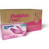 Dolphin Pembe Nitril Muayene Eldiveni L Beden 100 Adet x 20 Paket - Mdr - Koli