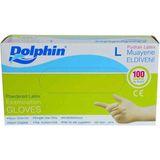 Dolphin Pudralı Beyaz Latex Muayene Eldiveni Büyük Boy (L) 100’LÜ Paket - Standart