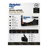 Dolphin Pudrasız Siyah Nitril Muayene Eldiveni L Beden 100 Adet
