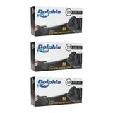Dolphin Siyah Çok Amaçlı Nitril Eldiven Pudrasız (M) 100lü Paket 3 Adet