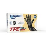Dolphin Siyah TPE Eldiven Gıda Temasına Uygun Pudrasız S Beden 100 Adet