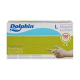 Dolphin Tek Kullanımlık Lateks Beyaz Pudralı Large ( L ) Muayne Eldiveni - 5 Adet 100'lü Paket