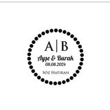 Dolu Halkalı Çerçeveli Yuvarlak Mühür Kına Nişan Düğün 3X3 Cm Özel Etiket / 50 Adet Sticker
