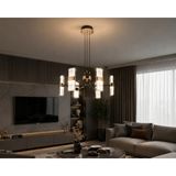 Dolunay Avize D9661-6 Modern 6 Kollu LED Avize Metal Gövde Akrilik Başlık Platin Gold 3000K-6000-4000K