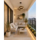 Dolunay Avize Hexa Modern LED Sarkıt Avize – Ahşap Detaylı Lüks Dekoratif Tavan Aydınlatma - Ahşap - Siyah