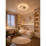 Dolunay Avize Modern LED Çocuk Odası Avizesi | 3 Renk Aydınlatma | Dekoratif Tavan Plafonyeri - Beyaz - Bordo
