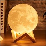Dolunay Ay 3d Işıklı Standlı Pilli Dekoratif Gece Lambası Hediyelik Küre Led 12 CM