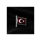 Dolunay Kuyumculuk Türk Bayrağı Mine İşlemeli Gümüş Yaka Rozet