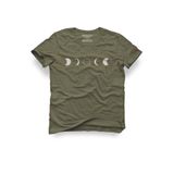 Dolunay Tasarım Tişört Pamuklu Kısa Kollu Bisiklet Yaka Baskılı T-shirt, Haki, 2XL