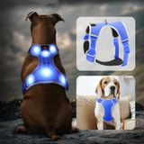 Domagiker Işıklı Köpek Koşum Takımı - Çekmesiz LED Köpek Koşum Takımı - Yansıtıcı LED Köpek Yeleği - Ayarlanabilir Köpek Yürüyüş Koşum Takımı - Gece Yürüyüşü için Parlayan Köpek Işığı (Mavi, L)