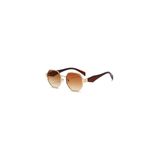 Domero Retro Köşeli Kahverengi Gold Çerçeve Unisex UV400 Vintage Retro Güneş Gözlüğü