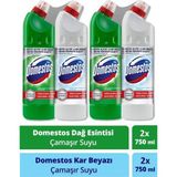 Domestos Çamaşır Suyu 750 ml x 4 Adet (Dağ Esintisi 750 ml x 2 Adet + Kar Beyazı 750 ml x 2 Adet)