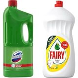 Domestos Çamaşır Suyu Dağ Esintisi 2 Litre + Fairy Bulaşık Deterjanı Limon