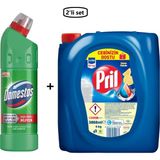 Domestos Çamaşır Suyu Dağ Esintisi 750 ml + Pril Sıvı Bulaşık Deterjanı 4 Kg--(2'li Set)