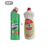 Domestos Dağ Esintisi Çamaşır Suyu 750Ml+Fairy Limon Kokulu Sıvı Bulaşık Deterjanı 650Ml-(2'Li Set)