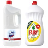 Domestos Kar Beyaz 2000 ml Çamaşır Suyu + Fairy Limon 1350 Bulaşık Deterjanı
