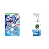 Domestos Okyanus Ferahlığı 5'li Güç Duopack Tuvalet Bloğu 1 x 2 Adet 1 Cif Power Shine Cleanboost Sprey Temizleyici Banyo İçin Temizleyici ve Kireç Çözücü 750 ML 4, 100 g + 4X750 ML