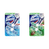 Domestos Okyanus Ferahlığı 5'li Güç Duopack Tuvalet Bloğu 1 x 2 Adet 1 Domestos WC Blok 5'li Güç Çam Ferahlığı 600 Sifona Kadar Güçlü Temizlik 110 gr İkili Paket 1, 100 g + 110 g