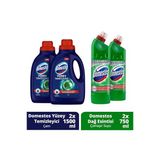 Domestos Yüzey Temizleyici Çam 1500 ml x 2 + Domestos Dağ Esintisi Çamaşır Suyu 750 ml x 2