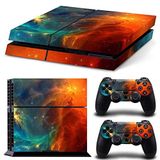 DOMILINA Playstation 4 Konsolu Dualshock 2 Kontrol Cihazları için PS4 Kaplama Seti Vinil Çıkartma Çıkartma - Turuncu Galaksi